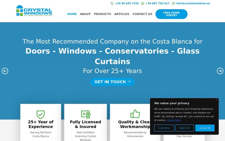 Snímek obrazovky crystalwindows.es