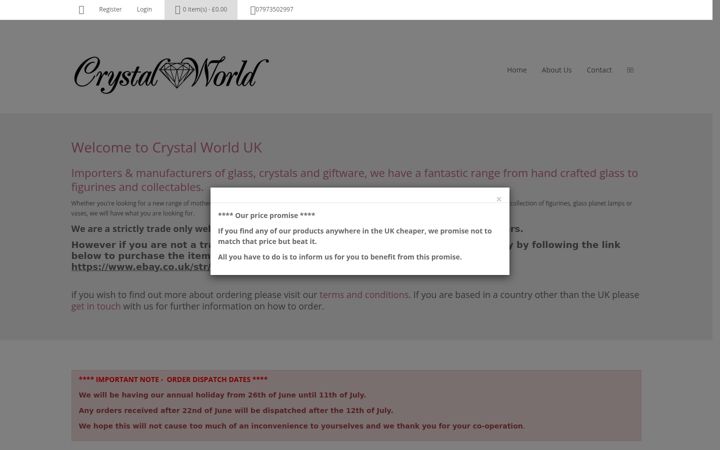 Screenshot of crystalworlduk.com