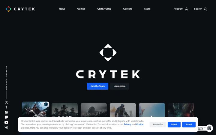 Screenshot of crytek.com