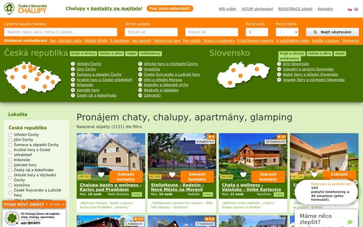 Ekrānuzņēmums no cs-chalupy.cz