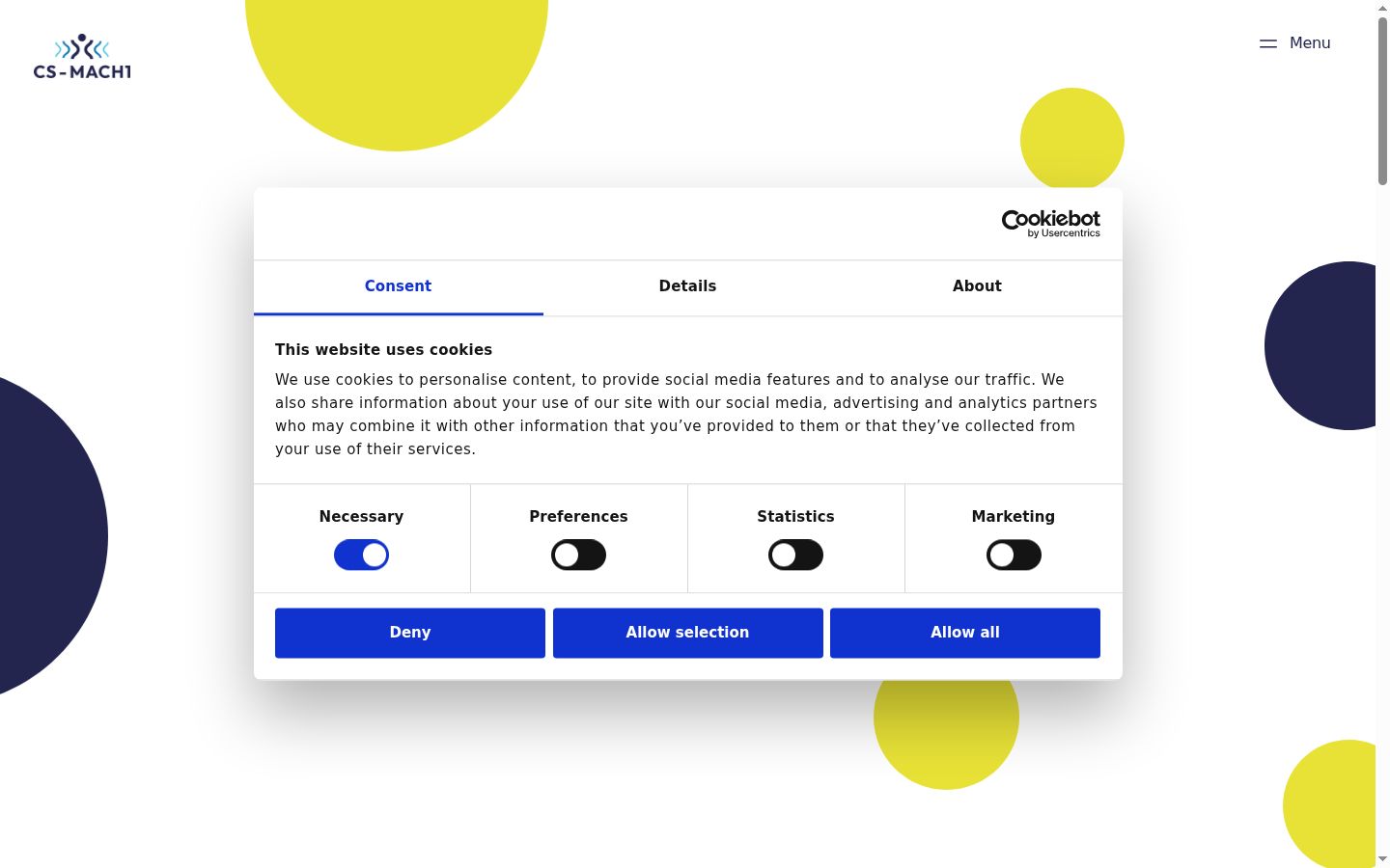 Screenshot of the consent banner shown before any interaction