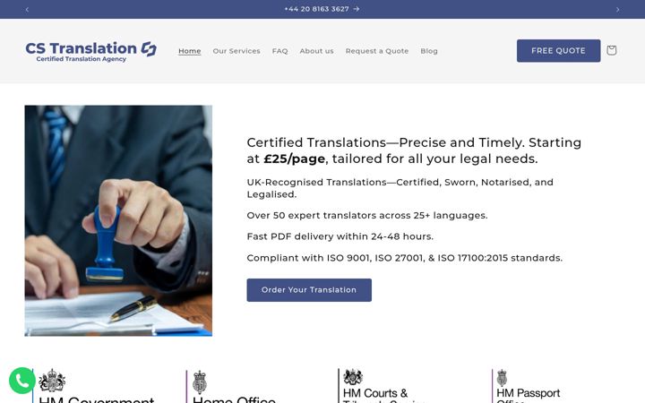 Screenshot von cs-translation.co.uk