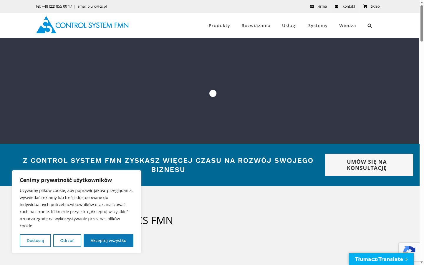 Zrzut ekranu banera zgody wyświetlanego przed jakąkolwiek interakcją