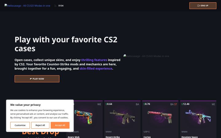 Screenshot of cs2gocases.com