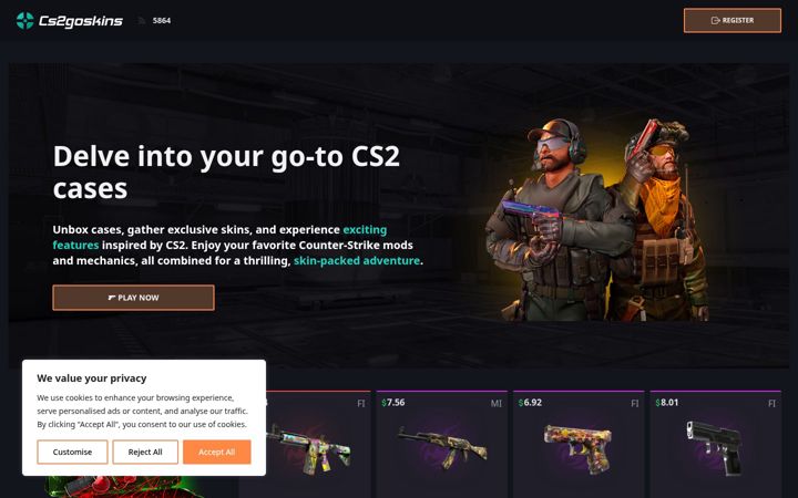Screenshot of cs2goskins.com