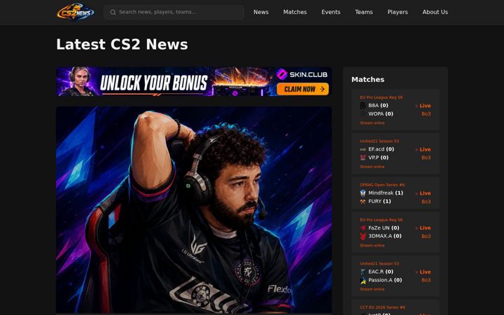 Screenshot of cs2news.com