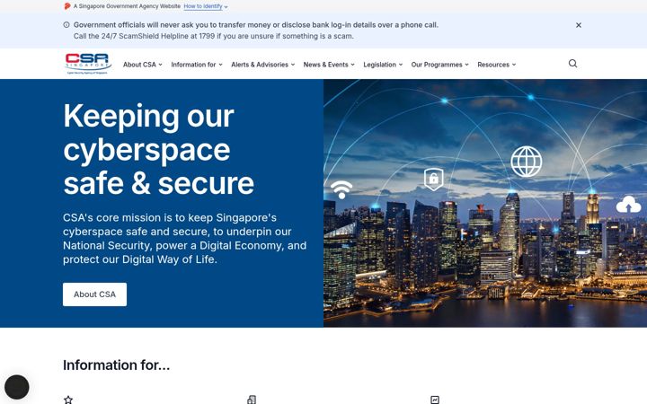 Screenshot of csa.gov.sg