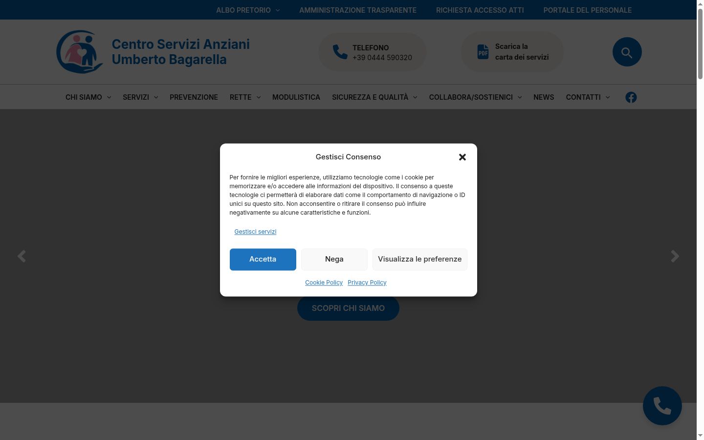 Captura de ecrã do banner de consentimento apresentado antes de qualquer interação