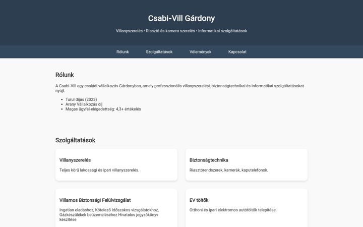 Screenshot of csabivill.eu