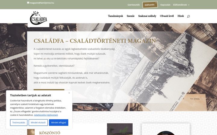 Screenshot του csaladfakiado.hu