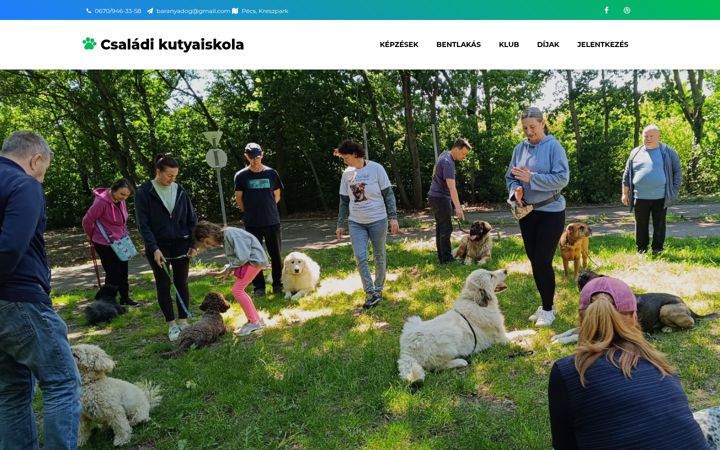 Screenshot ta' csaladikutyaiskola.hu