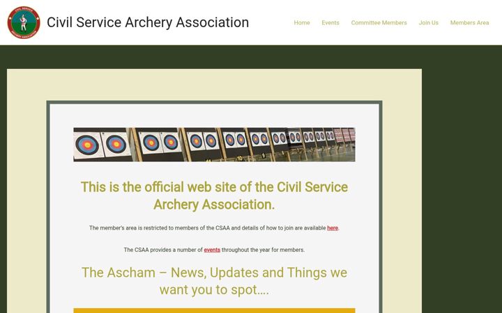 Screenshot of csarchery.org.uk