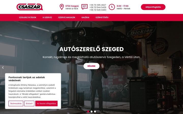 Screenshot ta' csaszarszerviz.hu