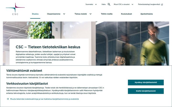 Screenshot of csc.fi