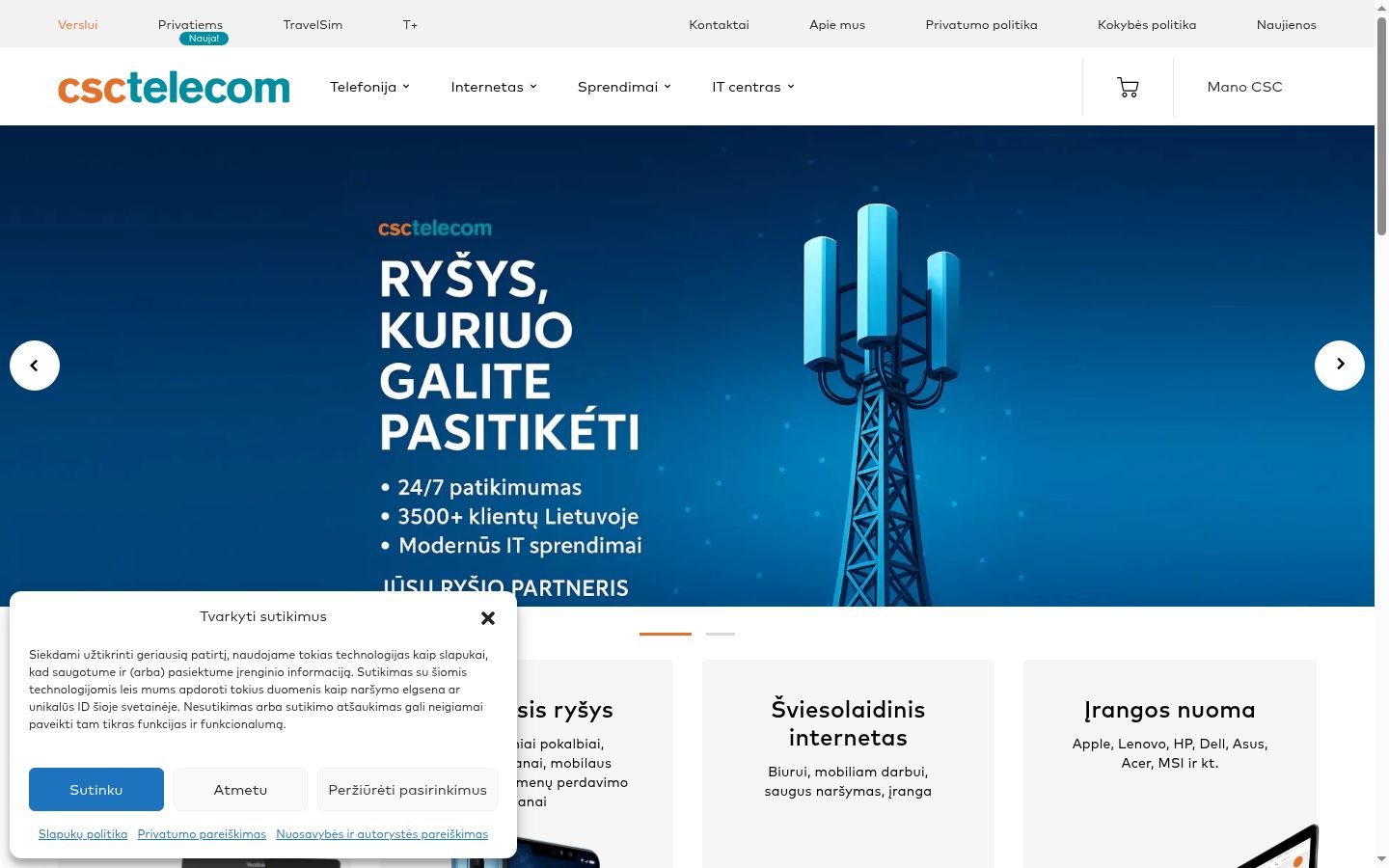Screenshot del banner di consenso mostrato prima di qualsiasi interazione