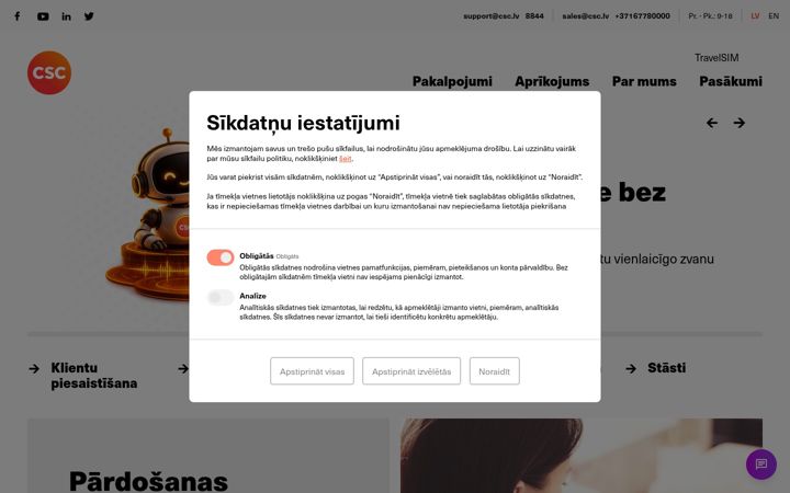 Posnetek zaslona csc.lv