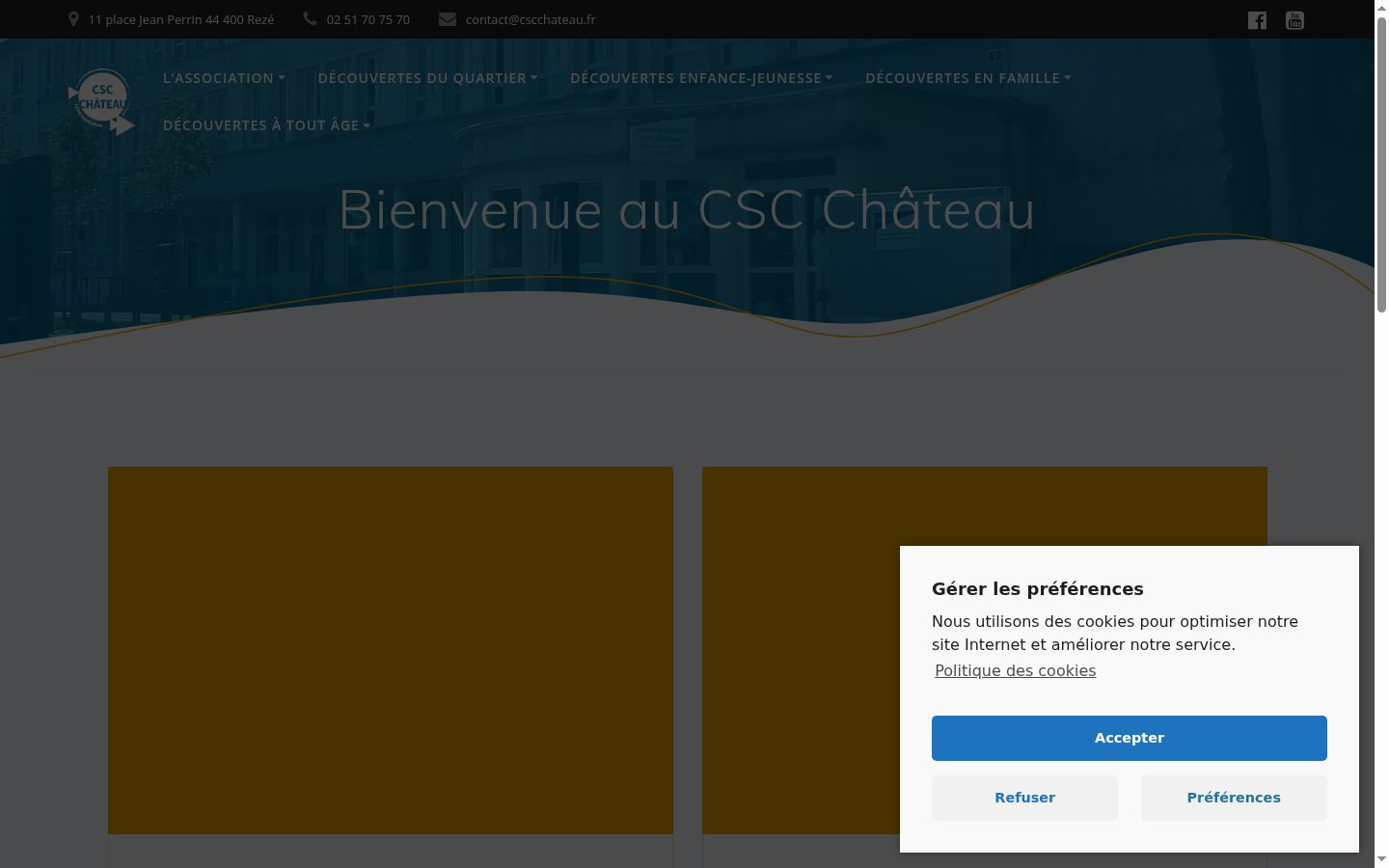 Capture d'écran de la bannière de consentement affichée avant toute interaction