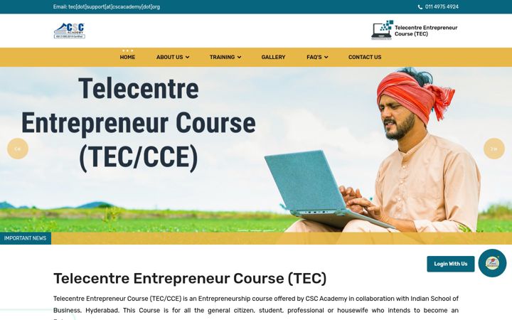 Screenshot von cscentrepreneur.in