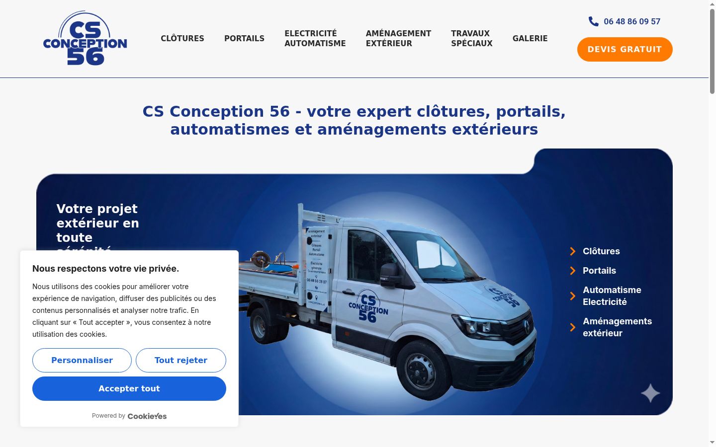 Capture d'écran de la bannière de consentement affichée avant toute interaction