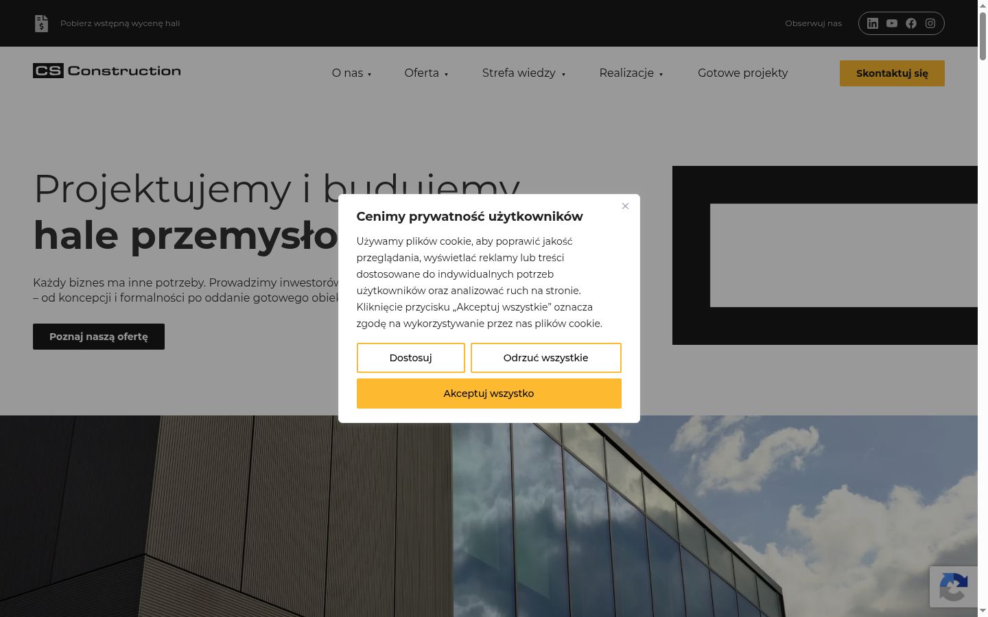 Zrzut ekranu banera zgody wyświetlanego przed jakąkolwiek interakcją