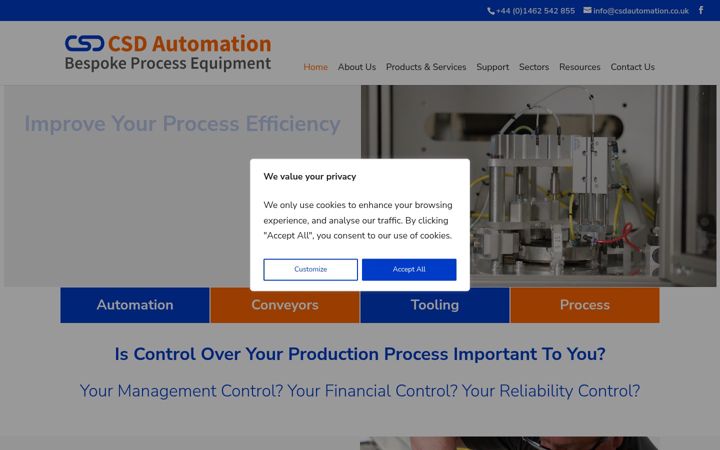 Skærmbillede af csdautomation.co.uk