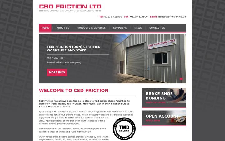 Screenshot of csdfriction.co.uk