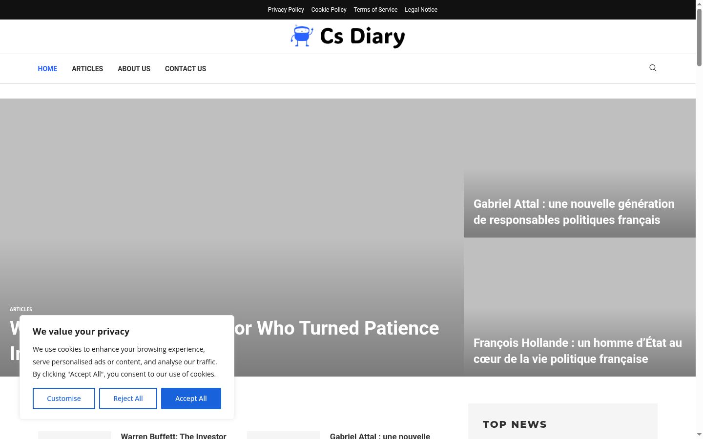 Screenshot of the consent banner shown before any interaction