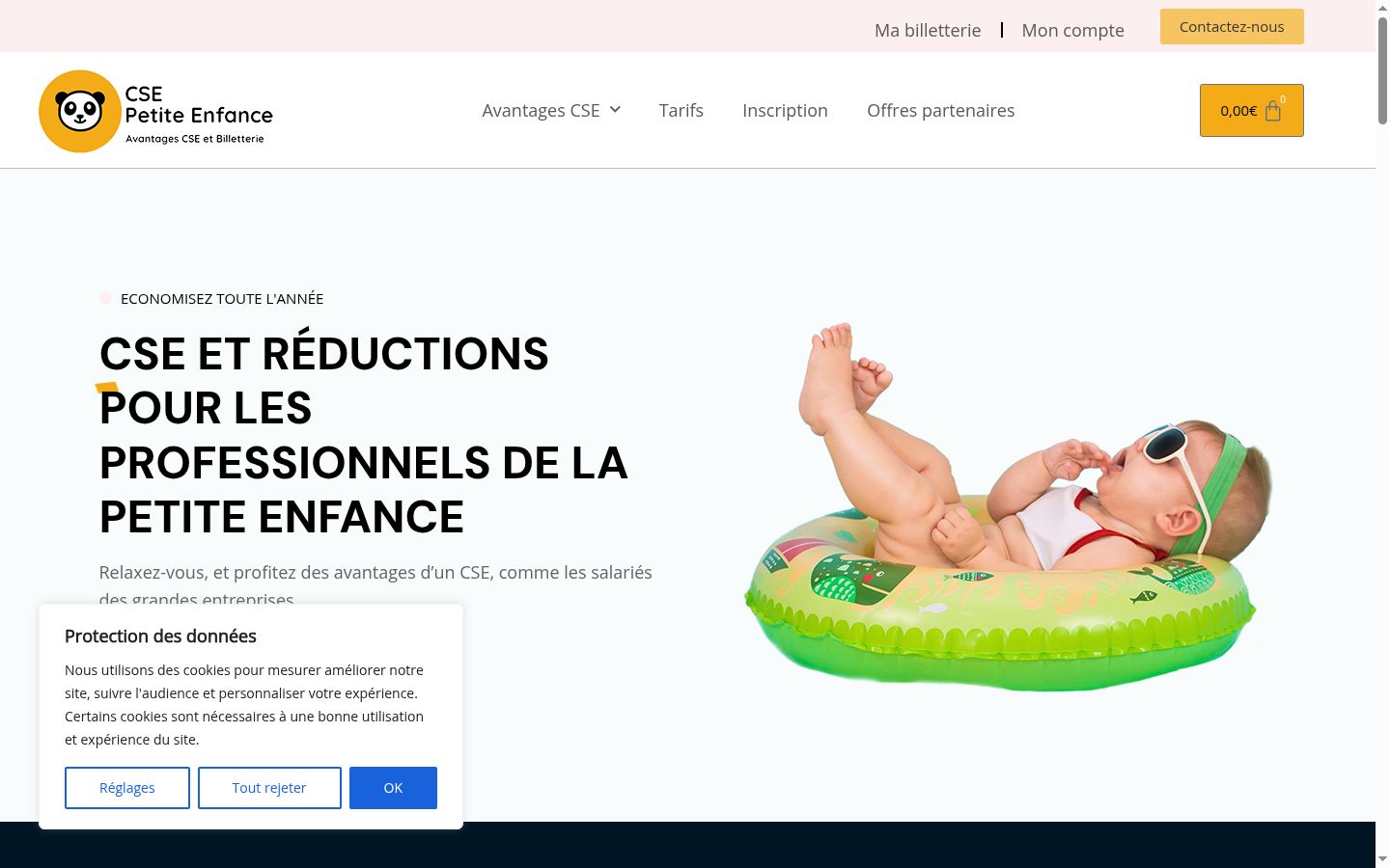 Capture d'écran de la bannière de consentement affichée avant toute interaction
