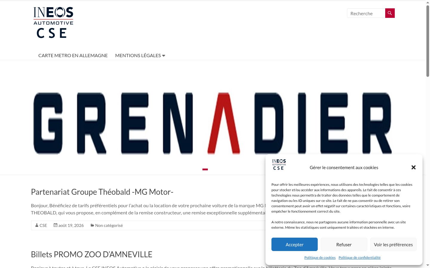 Captura de ecrã do banner de consentimento apresentado antes de qualquer interação