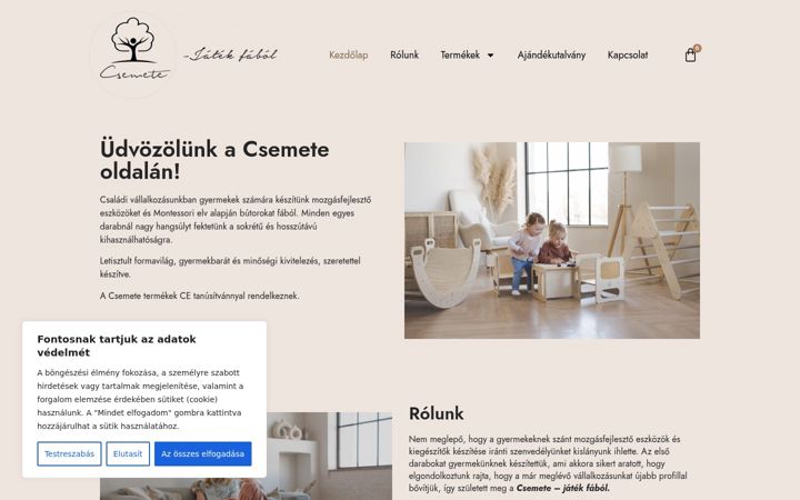 Screenshot ta' csemetejatek.hu