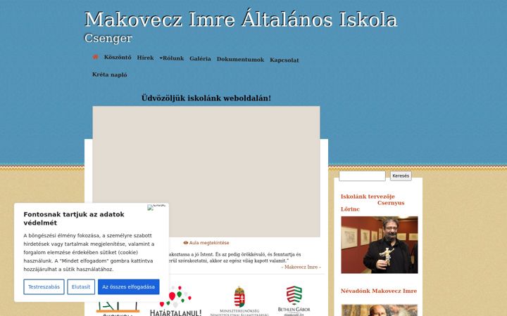 Screenshot ta' csengeriskola.edu.hu