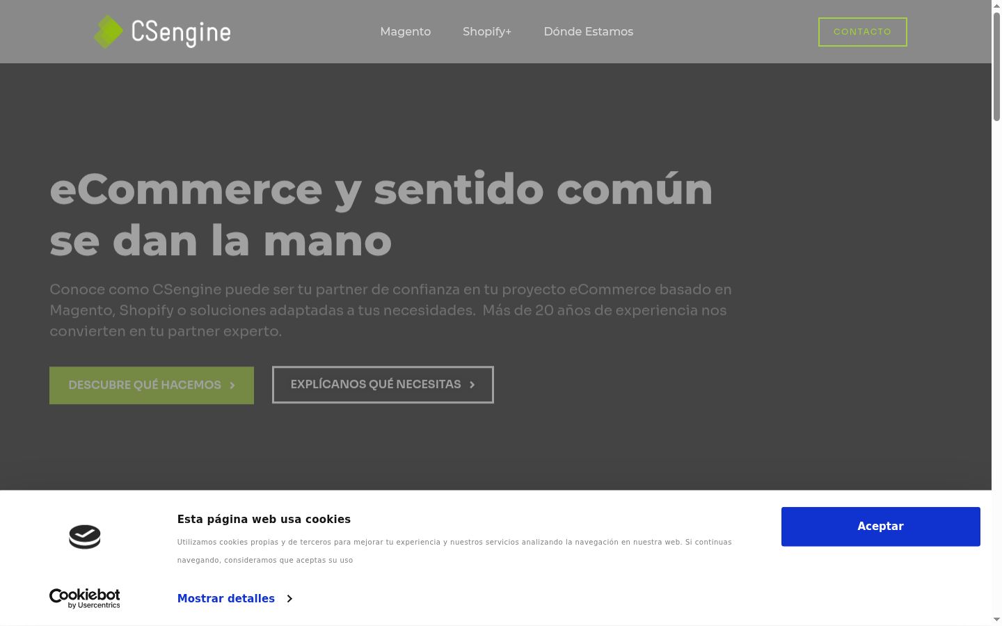 Screenshot del banner di consenso mostrato prima di qualsiasi interazione