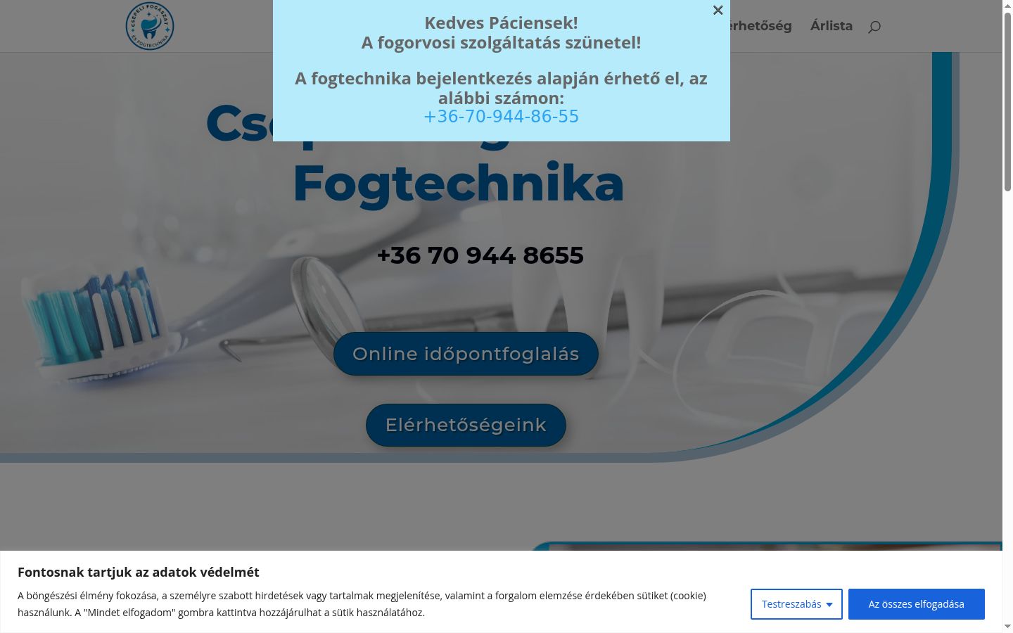 Screenshot tal-banner tal-kunsens muri qabel kwalunkwe interazzjoni