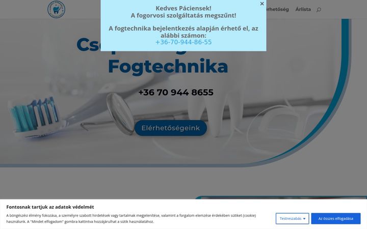 Screenshot ta' csepelifogaszat.hu