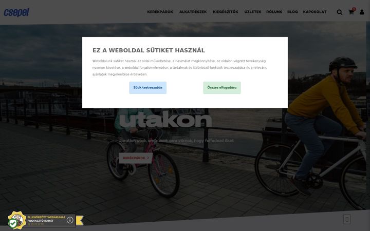 Screenshot ta' csepelkerekpar.hu