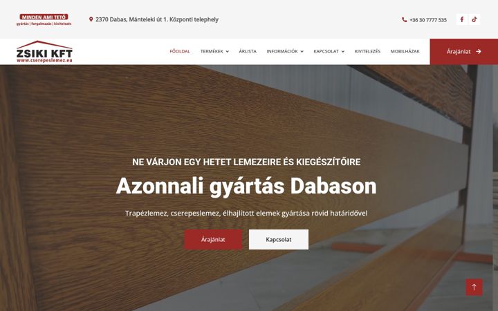 Screenshot of cserepeslemez.eu