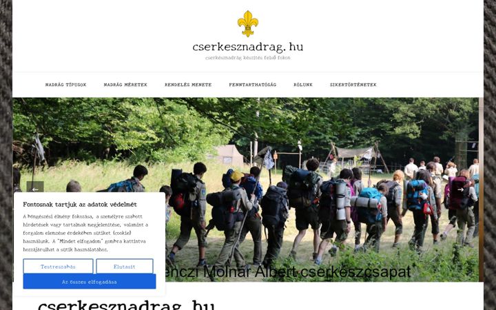 Screenshot of cserkesznadrag.hu