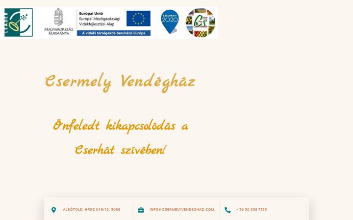 Screenshot of csermelyvendeghaz.com