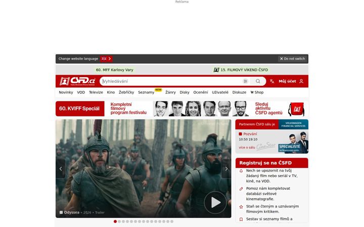 Captura de ecrã de csfd.cz