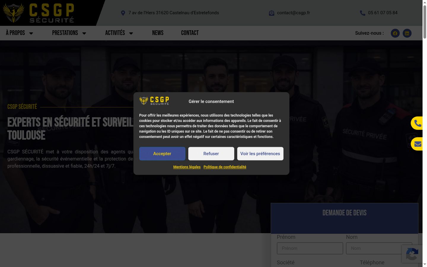 Screenshot van de toestemmingsbanner zoals getoond vóór enige interactie