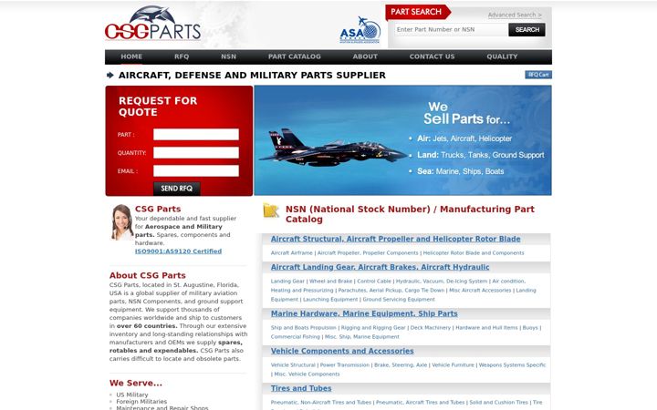 Screenshot of csgparts.com