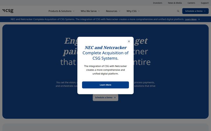 Captura de ecrã de csgsystems.com