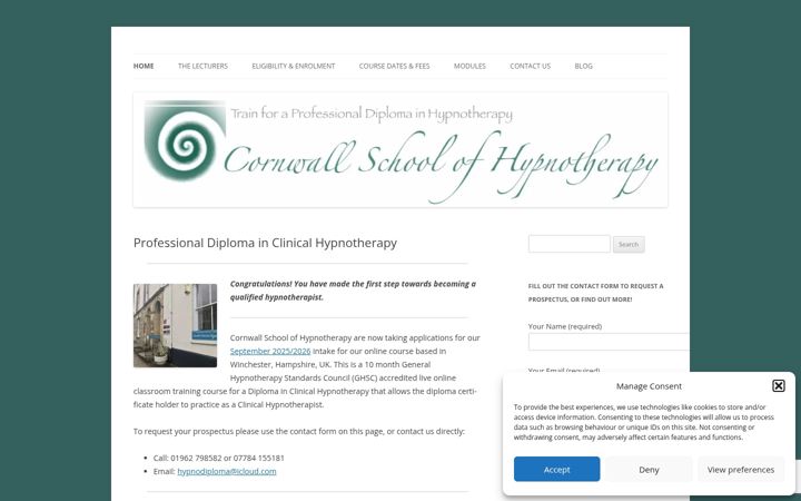 Screenshot of csh-hypnotraining.co.uk