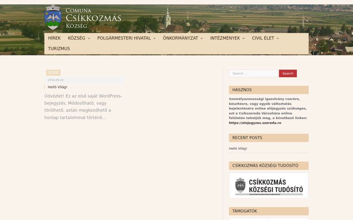 Screenshot of csikkozmas.ro