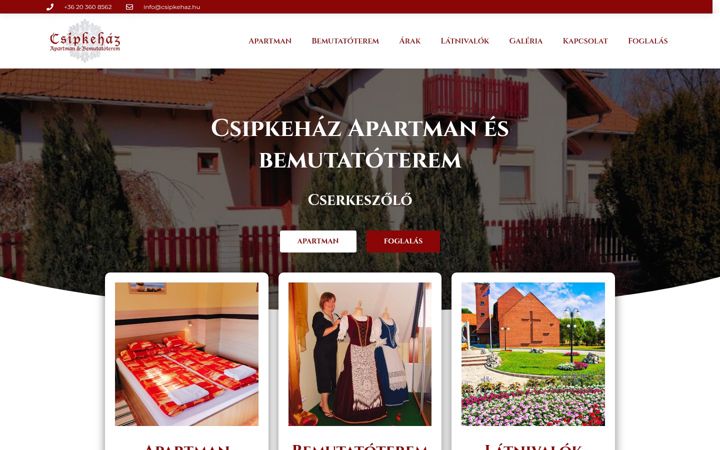 Snímek obrazovky csipkehaz.hu