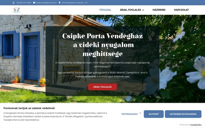 Snímek obrazovky csipkeportavendeghaz.hu