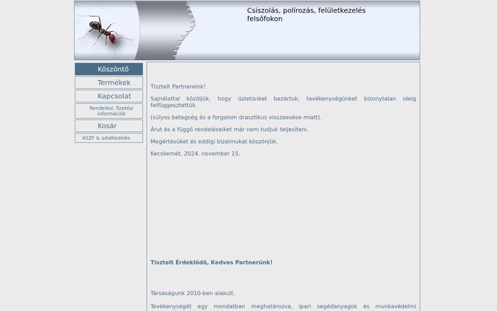 Snímek obrazovky csiszolastechnika-webaruhaz.hu