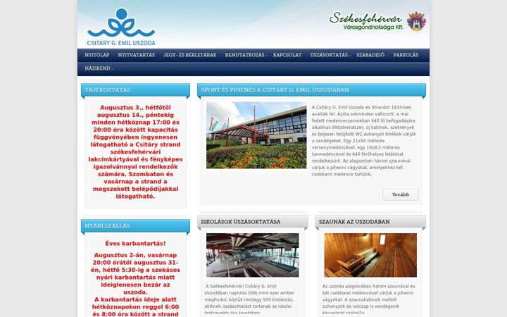 Screenshot of csitaryuszoda.hu