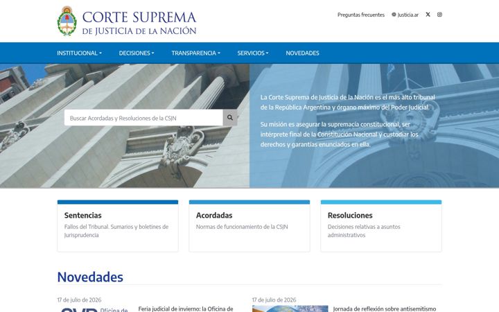 Screenshot of csjn.gov.ar