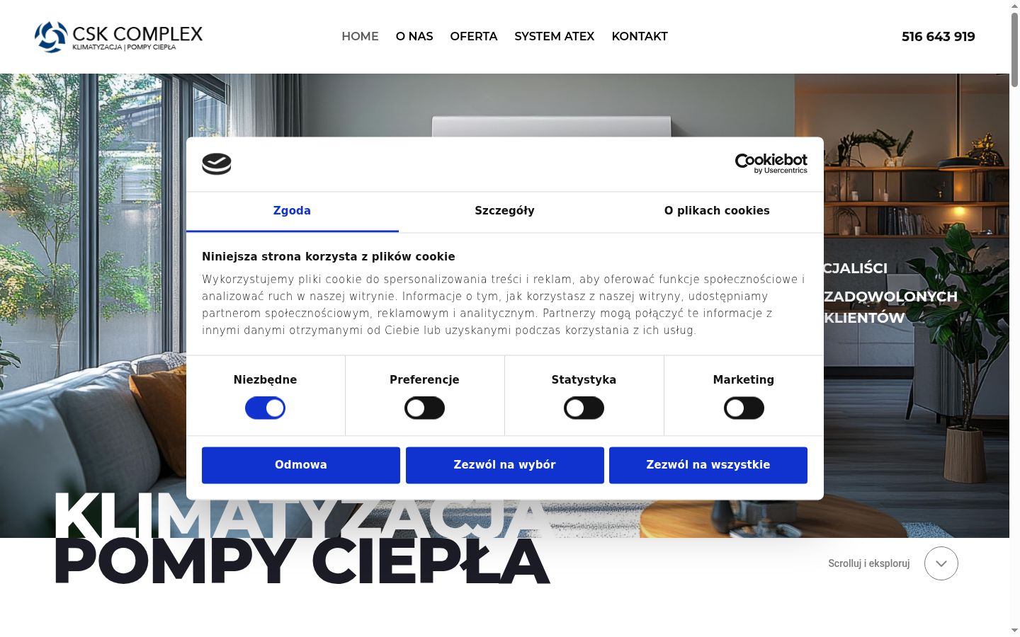 Zrzut ekranu banera zgody wyświetlanego przed jakąkolwiek interakcją